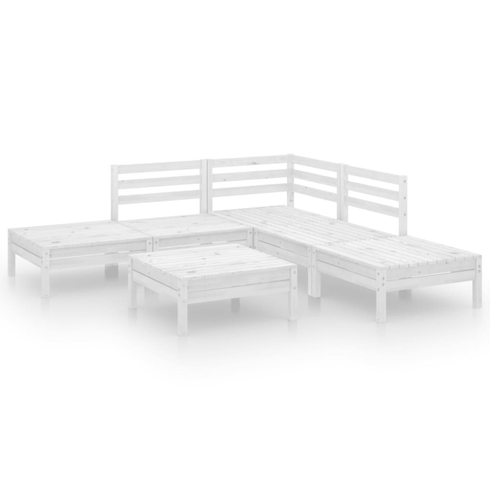 vidaXL Set mobilier de grădină, 6 piese, alb, lemn masiv de pin