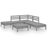 vidaXL Set mobilier de grădină, 6 piese, gri, lemn masiv de pin vidaXL Set mobilier de grădină, 6 piese, gri, lemn masiv de pin