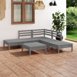 vidaXL Set mobilier de grădină, 6 piese, gri, lemn masiv de pin vidaXL Set mobilier de grădină, 6 piese, gri, lemn masiv de pin