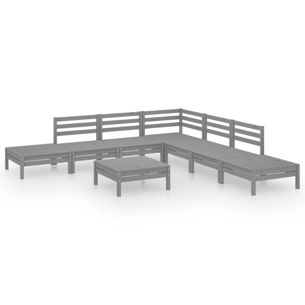 vidaXL Set mobilier de grădină, 8 piese, gri, lemn masiv de pin