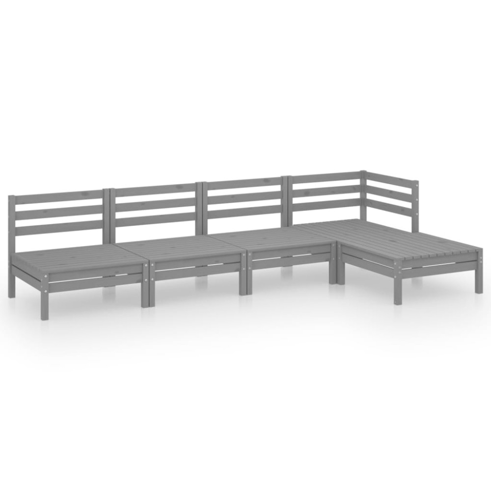 vidaXL Set mobilier de grădină, 5 piese, gri, lemn masiv de pin