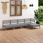 vidaXL Set mobilier de grădină, 5 piese, gri, lemn masiv de pin vidaXL Set mobilier de grădină, 5 piese, gri, lemn masiv de pin