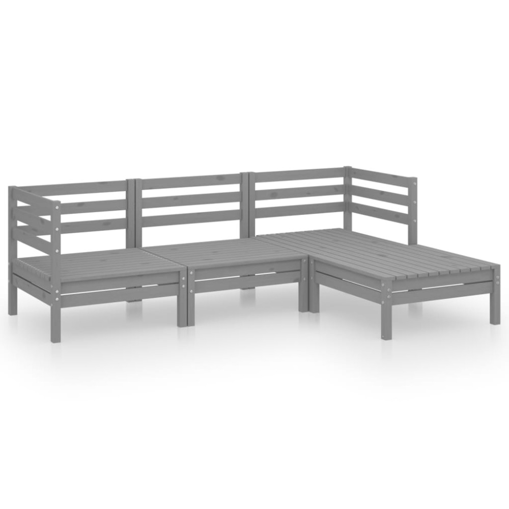 vidaXL Set mobilier de grădină, 4 piese, gri, lemn masiv de pin