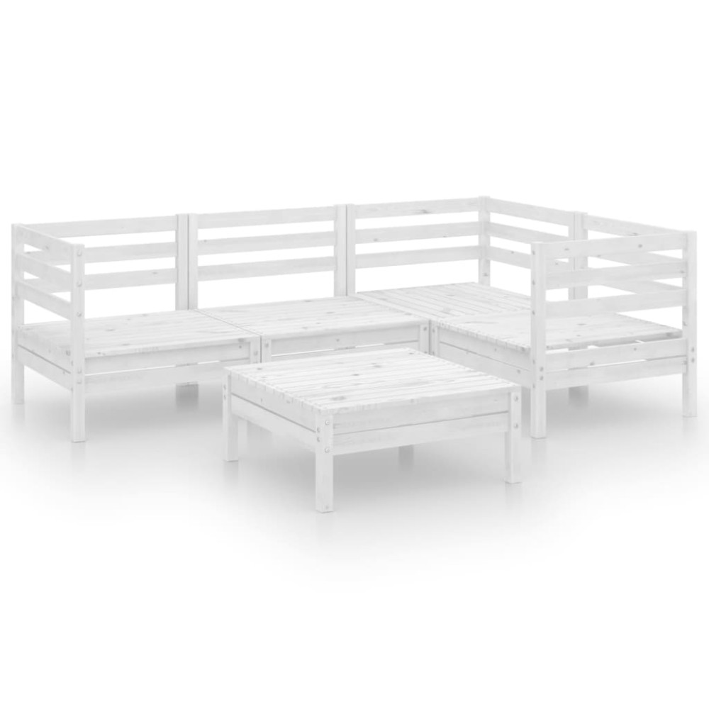 vidaXL Set mobilier de grădină, 5 piese, alb, lemn masiv de pin