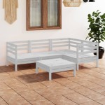vidaXL Set mobilier de grădină, 5 piese, alb, lemn masiv de pin vidaXL Set mobilier de grădină, 5 piese, alb, lemn masiv de pin