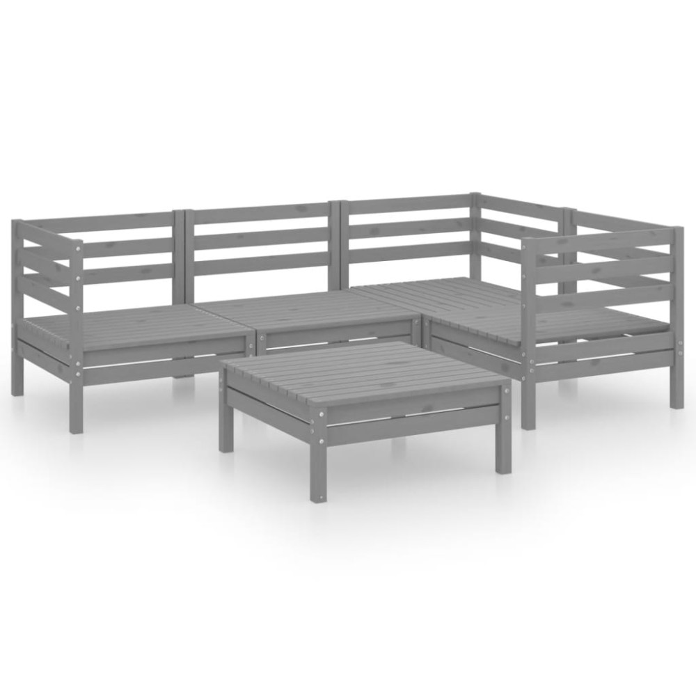 vidaXL Set mobilier de grădină, 5 piese, gri, lemn masiv de pin