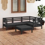 vidaXL Set mobilier de grădină, 5 piese, negru, lemn masiv de pin