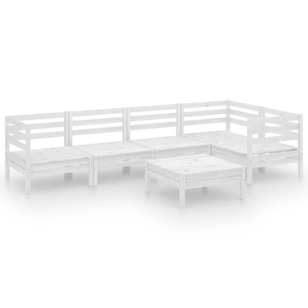 vidaXL Set mobilier de grădină, 6 piese, alb, lemn masiv de pin