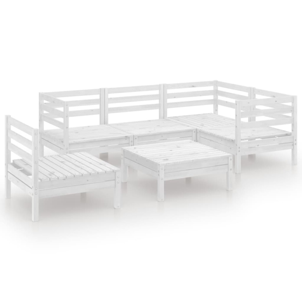 vidaXL Set mobilier de grădină, 6 piese, alb, lemn masiv de pin