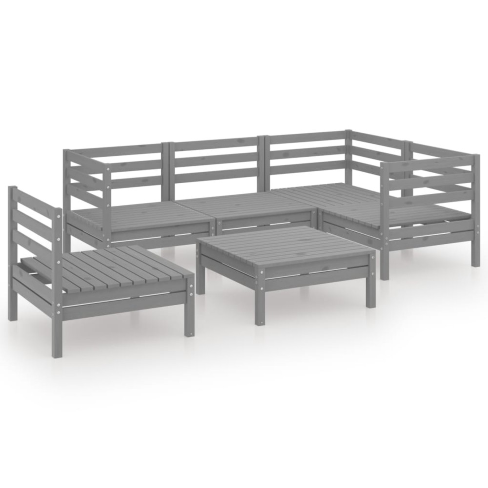 vidaXL Set mobilier de grădină, 6 piese, gri, lemn masiv de pin
