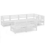 vidaXL Set mobilier de grădină, 7 piese, alb, lemn masiv de pin