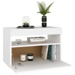 vidaXL Noptieră cu lumini LED, alb, 60x35x40 cm, lemn prelucrat vidaXL Noptieră cu lumini LED, alb, 60x35x40 cm, lemn prelucrat