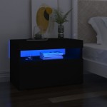 vidaXL Noptieră cu lumini LED, negru, 60x35x40 cm, lemn prelucrat vidaXL Noptieră cu lumini LED, negru, 60x35x40 cm, lemn prelucrat