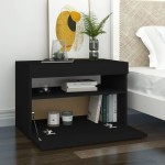 vidaXL Noptieră cu lumini LED, negru, 60x35x40 cm, lemn prelucrat vidaXL Noptieră cu lumini LED, negru, 60x35x40 cm, lemn prelucrat