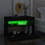 vidaXL Noptiere cu lumini LED, 2buc., negru, 60x35x40cm lemn prelucrat
