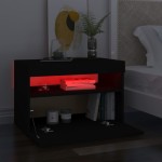 vidaXL Noptiere cu lumini LED, 2buc., negru, 60x35x40cm lemn prelucrat