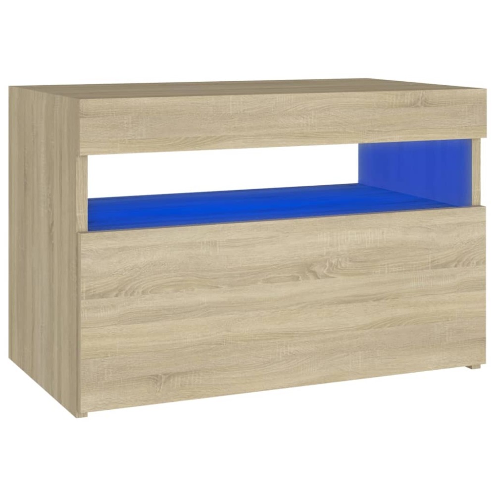vidaXL Noptieră cu lumini LED, stejar Sonoma, 60x35x40 cm