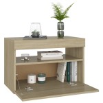 vidaXL Noptieră cu lumini LED, stejar Sonoma, 60x35x40 cm vidaXL Noptieră cu lumini LED, stejar Sonoma, 60x35x40 cm