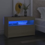 vidaXL Noptieră cu lumini LED, 2 buc., stejar Sonoma, 60x35x40 cm vidaXL Noptieră cu lumini LED, 2 buc., stejar Sonoma, 60x35x40 cm
