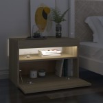 vidaXL Noptieră cu lumini LED, 2 buc., stejar Sonoma, 60x35x40 cm vidaXL Noptieră cu lumini LED, 2 buc., stejar Sonoma, 60x35x40 cm