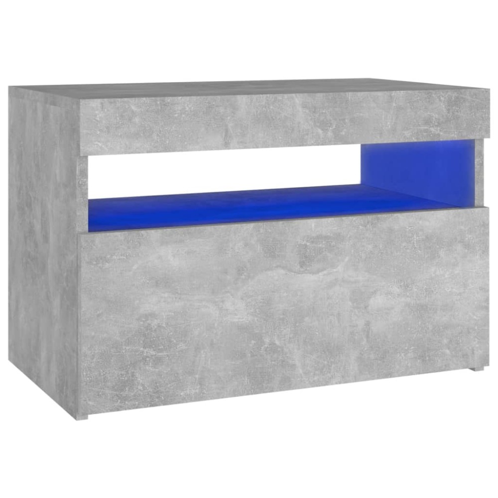vidaXL Noptieră cu lumini LED, gri beton, 60x35x40 cm