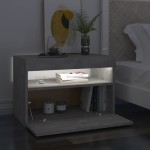 vidaXL Noptieră cu lumini LED, gri beton, 60x35x40 cm vidaXL Noptieră cu lumini LED, gri beton, 60x35x40 cm
