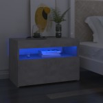 vidaXL Noptieră cu lumini LED, 2 buc., gri beton, 60x35x40 cm vidaXL Noptieră cu lumini LED, 2 buc., gri beton, 60x35x40 cm