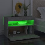 vidaXL Noptieră cu lumini LED, 2 buc., gri beton, 60x35x40 cm vidaXL Noptieră cu lumini LED, 2 buc., gri beton, 60x35x40 cm
