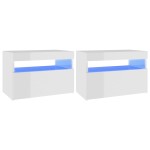 vidaXL Noptiere cu lumini LED, 2 buc., alb extralucios, 60x35x40 cm