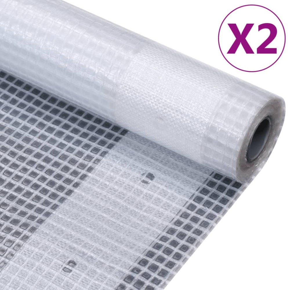 vidaXL Prelate Leno, 2 buc., alb, 4x15 m, 260 g/m²