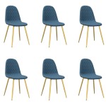vidaXL Scaune de sufragerie, 6 buc, albastru, catifea
