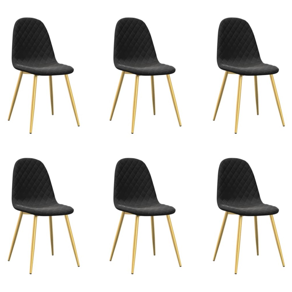 vidaXL Scaune de sufragerie, 6 buc, negru, catifea