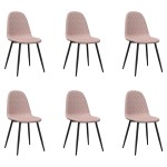 vidaXL Scaune de sufragerie, 6 buc, roz, catifea vidaXL Scaune de sufragerie, 6 buc, roz, catifea