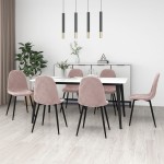 vidaXL Scaune de sufragerie, 6 buc, roz, catifea vidaXL Scaune de sufragerie, 6 buc, roz, catifea