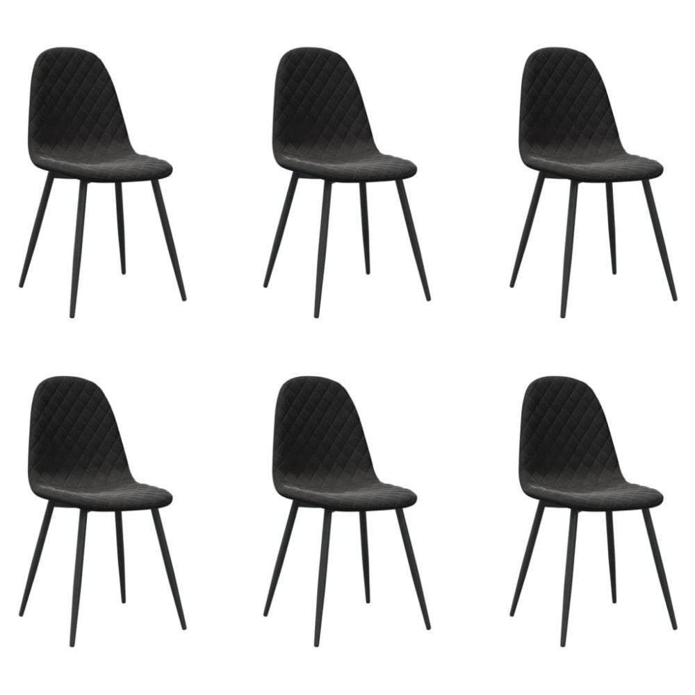 vidaXL Scaune de sufragerie, 6 buc, negru, catifea