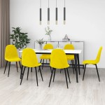 vidaXL Scaune de bucătărie, 6 buc., galben muștar, catifea vidaXL Scaune de bucătărie, 6 buc., galben muștar, catifea