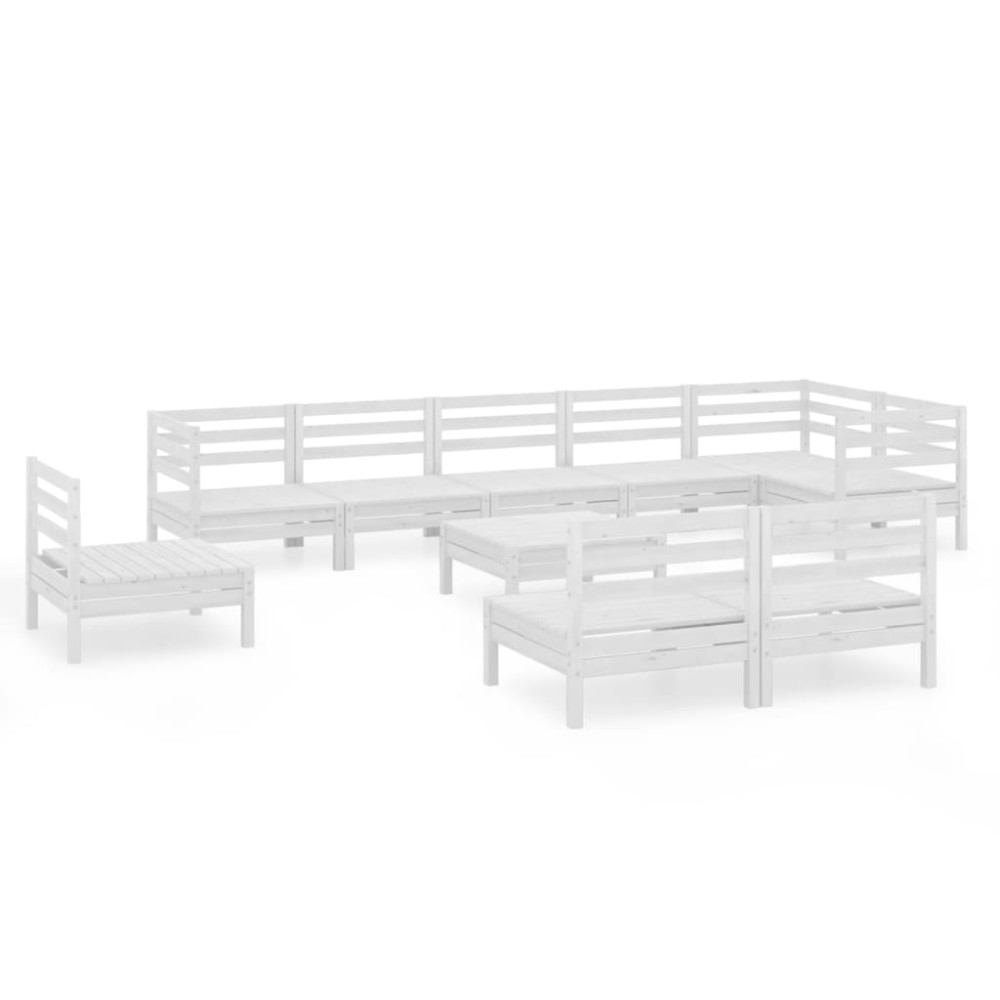 vidaXL Set mobilier de grădină, 10 piese, alb, lemn masiv de pin