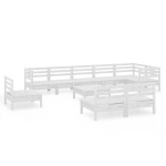 vidaXL Set mobilier de grădină, 10 piese, alb, lemn masiv de pin vidaXL Set mobilier de grădină, 10 piese, alb, lemn masiv de pin