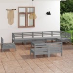 vidaXL Set mobilier de grădină, 10 piese, gri, lemn masiv de pin vidaXL Set mobilier de grădină, 10 piese, gri, lemn masiv de pin