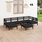 vidaXL Set mobilier de grădină, 7 piese, negru, lemn masiv de pin