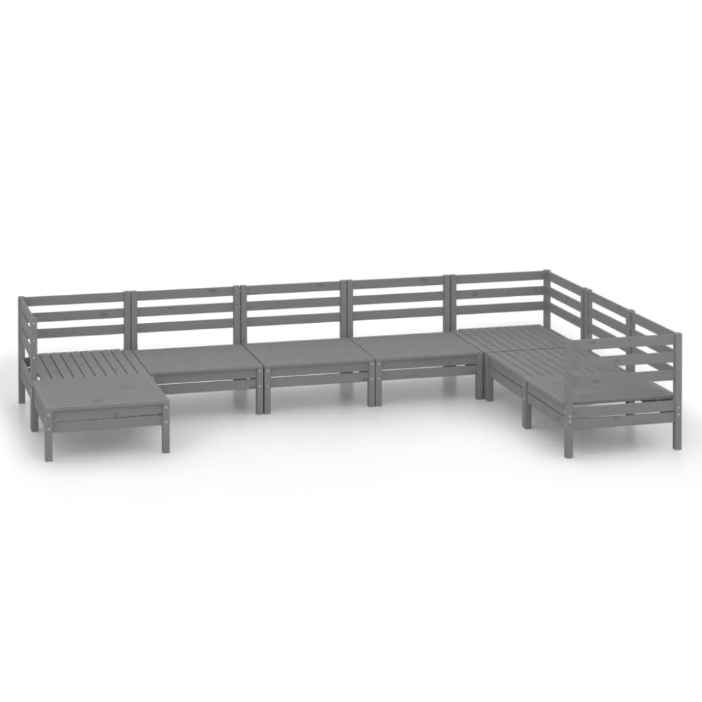 vidaXL Set mobilier de grădină, 8 piese, gri, lemn masiv de pin