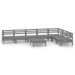 vidaXL Set mobilier de grădină, 8 piese, gri, lemn masiv de pin