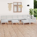 vidaXL Set mobilier de grădină, 10 piese, alb, lemn masiv de pin vidaXL Set mobilier de grădină, 10 piese, alb, lemn masiv de pin