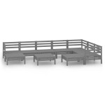 vidaXL Set mobilier de grădină, 10 piese, gri, lemn masiv de pin vidaXL Set mobilier de grădină, 10 piese, gri, lemn masiv de pin