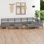 vidaXL Set mobilier de grădină, 10 piese, gri, lemn masiv de pin vidaXL Set mobilier de grădină, 10 piese, gri, lemn masiv de pin