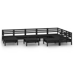 vidaXL Set mobilier de grădină, 10 piese, negru, lemn masiv de pin vidaXL Set mobilier de grădină, 10 piese, negru, lemn masiv de pin