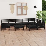 vidaXL Set mobilier de grădină, 10 piese, negru, lemn masiv de pin vidaXL Set mobilier de grădină, 10 piese, negru, lemn masiv de pin