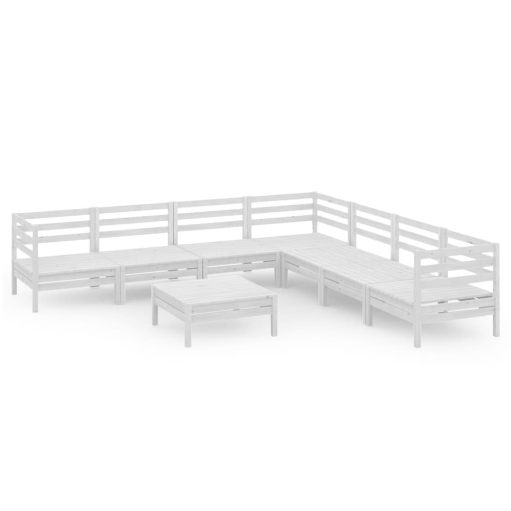vidaXL Set mobilier de grădină, 8 piese, alb, lemn masiv de pin