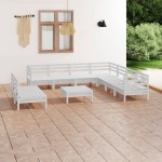 vidaXL Set mobilier de grădină, 10 piese, alb, lemn masiv de pin vidaXL Set mobilier de grădină, 10 piese, alb, lemn masiv de pin