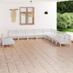vidaXL Set mobilier de grădină, 11 piese, alb, lemn masiv de pin vidaXL Set mobilier de grădină, 11 piese, alb, lemn masiv de pin